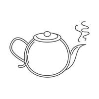 chá chaleira quente bebida linha tradicional estilo vetor