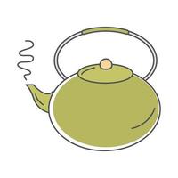 bule de chá bebida quente linha fresca e encher vetor