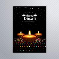 Cartaz com um diya para design de modelo de folheto colorido diwali vetor