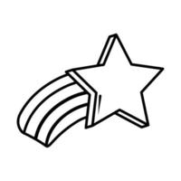 ícone de linha de estilo cômico de pop art arco-íris de estrela cadente vetor