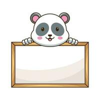 adorável panda segurando uma em branco placa com ambos mãos isolado em branco fundo vetor