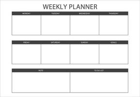 Claro e simples imprimível semanal planejador, minimalista vetor semanal planejador modelo. semanal agendar, semanal agenda, semanal visão geral, semanal organizador. o negócio organizador página vetor ilustração