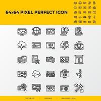 conjunto de ícones perfeitos de 64x64 pixels de linha de vetor relacionado ao desenvolvimento de design da web