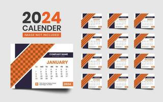 moderno escrivaninha calendário modelo para Novo ano - horizontal disposição - 12 meses vetor