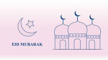 eid Mubarak saudações com crescente lua e estrelas vetor