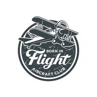 vintage avião aviação crachá logotipo Projeto vetor modelo