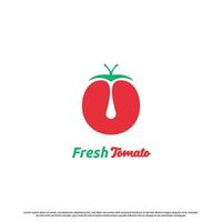 moderno tomate logotipo Projeto ilustração. simples plano silhueta fruta vegetal tomate moderno vegano eco Comida saudável gosto delicioso restaurante cozinha vegano nutrição. perfeito para rede aplicativo ícone. vetor