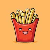 fofa e kawai francês fritas ilustração desenho animado estilo vetor