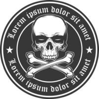 crânio e ossos cruzados emblema logotipo vetor ilustração