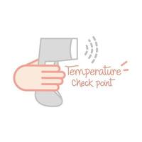 nova prevenção de ponto de verificação de temperatura normal após coronavírus feito à mão estilo plano vetor