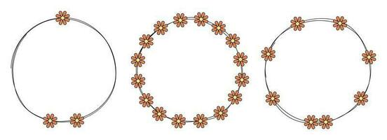 círculo quadro, Armação decoração elemento com flores grampo arte vetor