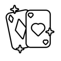 ícone de estilo de linha de cartas de pôquer vetor
