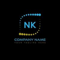nk carta logotipo Projeto em Preto fundo. nk criativo iniciais carta logotipo conceito. nk único Projeto. vetor