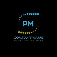 PM carta logotipo Projeto em Preto fundo. PM criativo iniciais carta logotipo conceito. PM único Projeto. vetor