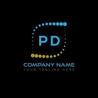 pd carta logotipo Projeto em Preto fundo. pd criativo iniciais carta logotipo conceito. pd único Projeto. vetor