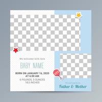 cartão de anúncio de nascimento de bebê recém-nascido vetor