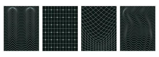 futurista retro minimalista poster com 3d grades dentro moderno Projeto estilo. vetor ilustração.