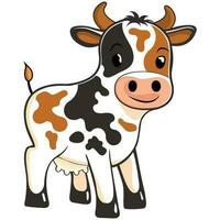 vaca plano desenho animado estilo, mascote logotipo vetor