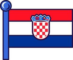 Croácia república nação bandeira em mastro de bandeira vetor
