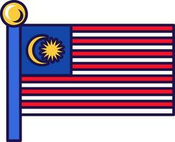 Malásia país nação bandeira em mastro de bandeira vetor
