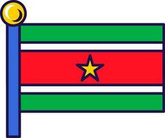 suriname país nação bandeira em mastro de bandeira vetor