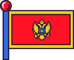Montenegro país nação bandeira em mastro de bandeira vetor