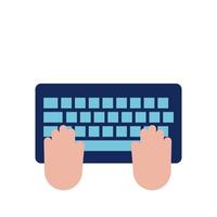 mãos usando o ícone de estilo simples do teclado vetor
