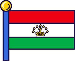 tajiquistão república nação bandeira em mastro de bandeira vetor