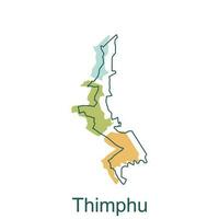 moderno mapa do timpu geométrico colorida simples ilustração Projeto modelo, Butão mapa. Estado e distrito mapa do Butão vetor