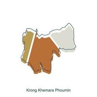 mapa do krong khemara foumin moderno com esboço ilustração Projeto modelo, província isolado Camboja mapa vetor