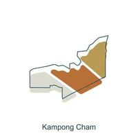 Kampong cham mapa. Alto detalhado províncias do Camboja mapa vetor ilustração em branco fundo