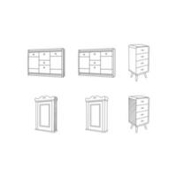coleção conjunto do gabinete mobília minimalista logotipo, vetor ícone ilustração Projeto modelo