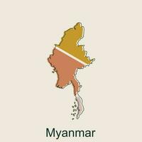mapa do myanmar geométrico esboço colorida moderno Projeto modelo, myanmar mapa em branco fundo do vetor ilustração