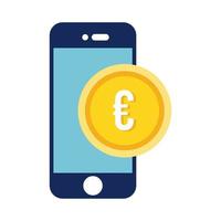 smartphone com estilo simples de moeda de euro vetor