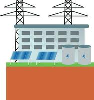 isométrico solar poder plantar a infraestrutura vetor ilustração, solar renovável energia plantar estação conceito, alternativo energia para elétrico poder