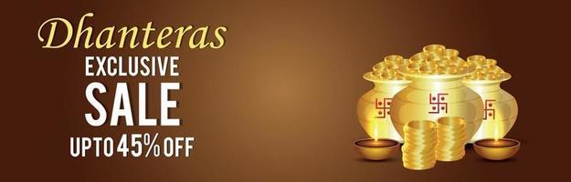 banner ou cabeçalho de venda exclusiva de shubh dhanteras vetor