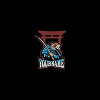 samurai ninja tigre logotipo Projeto vetor