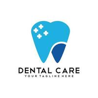 dental Cuidado logotipo tample ilustração vetor. dentista logótipo ícone ilustração conceito. vetor