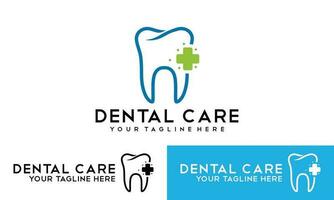 dental Cuidado logotipo tample ilustração vetor. dentista logótipo ícone ilustração conceito. vetor