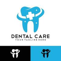 dental Cuidado logotipo tample ilustração vetor. dentista logótipo ícone ilustração conceito. vetor