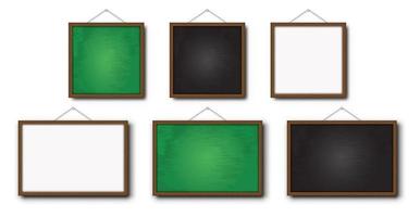 conjunto de quadro-negro de vetor realista e quadro branco