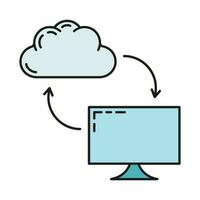 dados troca nuvem ícone, proteger controlo remoto informação armazenar, base de dados computador tecnologia em formação esboço plano vetor ilustração, isolado em branco.