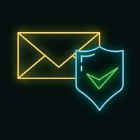 o email nuvem global Internet ícone néon brilho estilo, dados mandar rede mensagem computador tecnologia esboço plano vetor ilustração, isolado em branco.