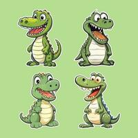 vetor conjunto do engraçado crocodilo ilustração rindo dentro diferente poses adesivo Projeto