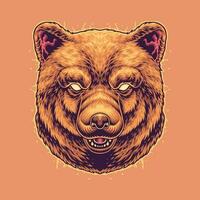 ilustração de mascote de cabeça de urso com raiva vetor