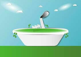 verde lavando banheira vetor