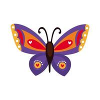 ícone de estilo plano de inseto roxo linda borboleta vetor