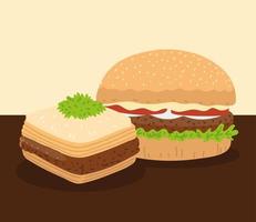 hambúrguer árabe e baklava vetor