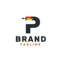 carta p logotipo com pintura escova - alfabeto p com pintura escova logotipo Projeto vetor