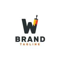 carta W logotipo com pintura escova - alfabeto W com pintura escova logotipo Projeto vetor